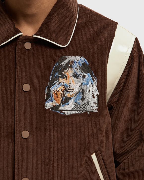 Washed Corduroy Embroidered Faces Jacket