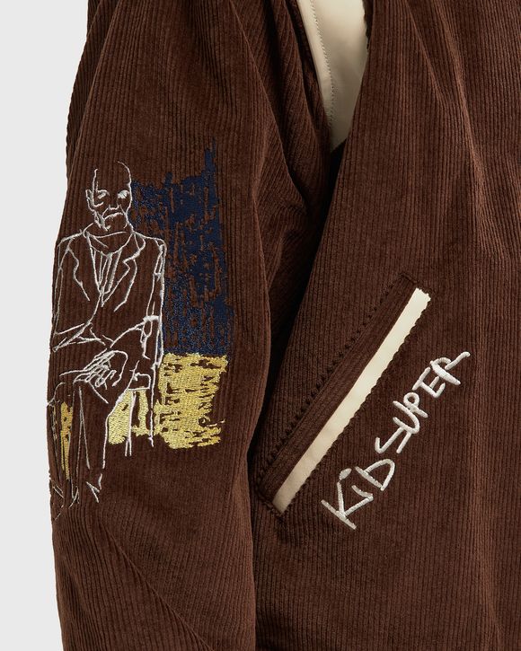 Washed Corduroy Embroidered Faces Jacket