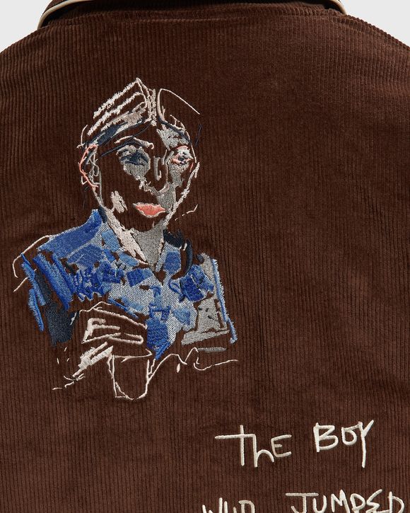 Washed Corduroy Embroidered Faces Jacket