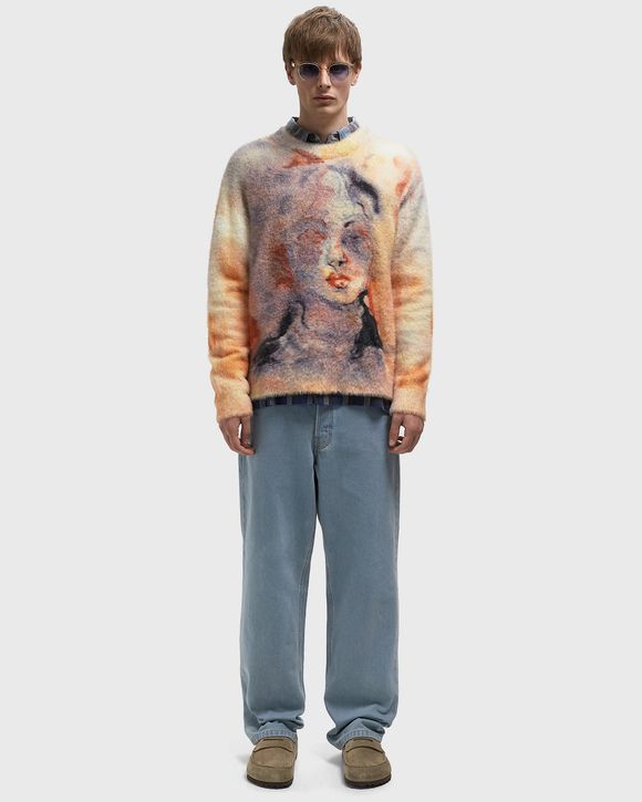 Watercolor face mohair sweater