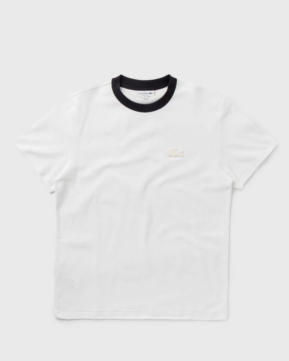 Contrast Crew Neck Textured Cotton TEE