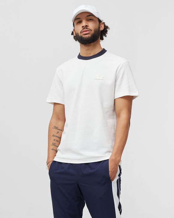 Contrast Crew Neck Textured Cotton TEE