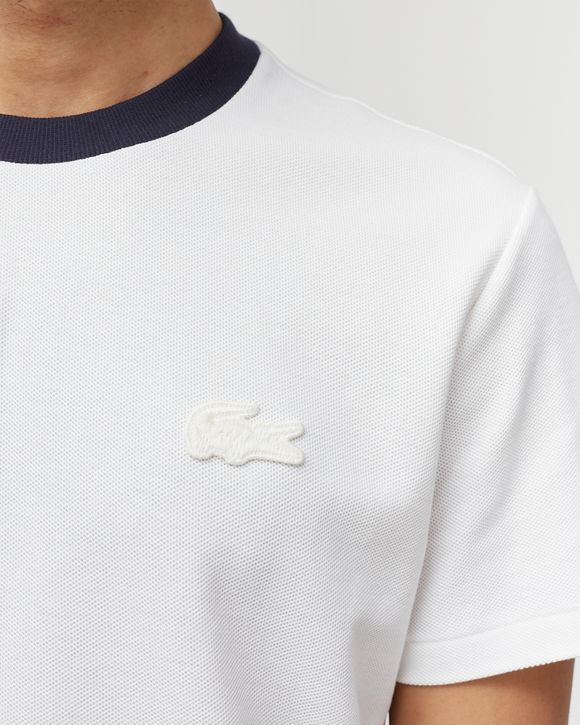 Contrast Crew Neck Textured Cotton TEE