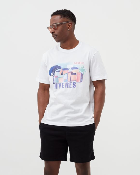 Crew Neck Landscape Print Cotton Tee