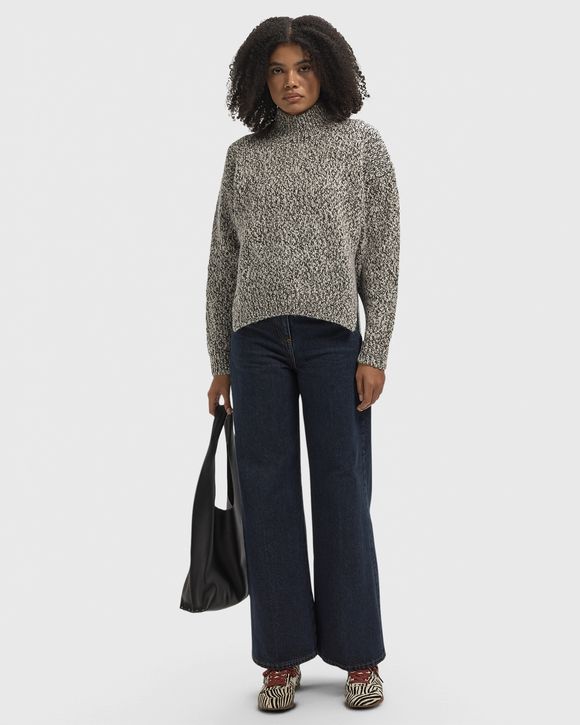 High Neck Mercerized Wool Knit Sweater