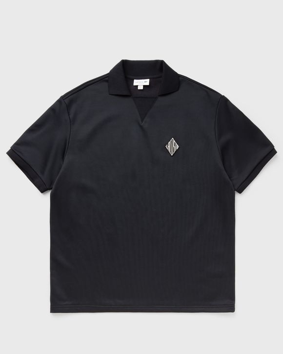 Loose Fit Badge Accent Fleece Polo Shirt