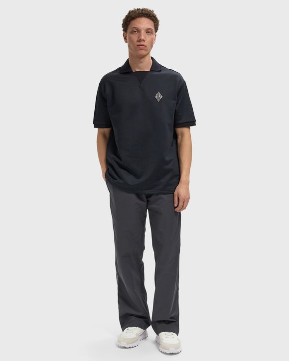 Loose Fit Badge Accent Fleece Polo Shirt
