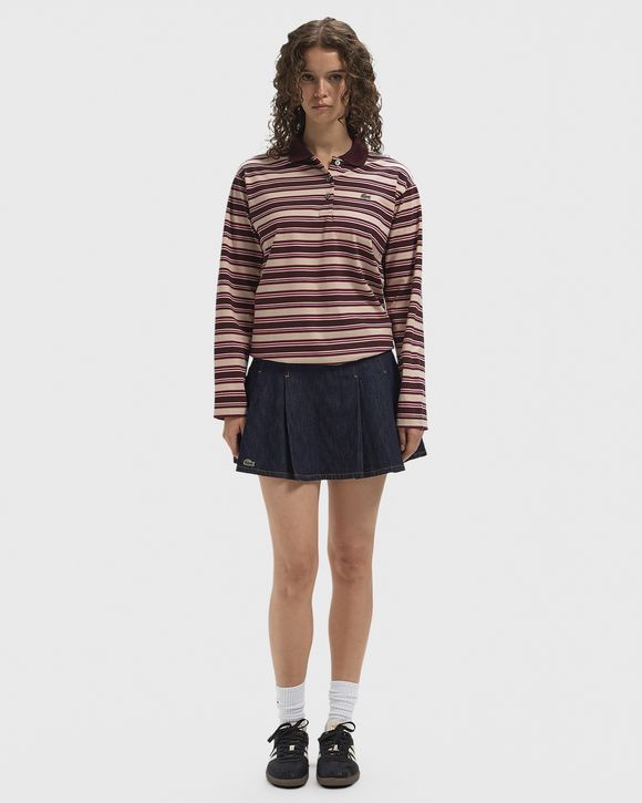 Oversized Striped Long Sleeved Polo Shirt