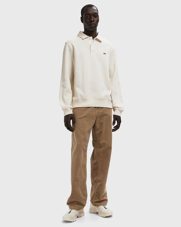 Ribbed Cotton Polo Collar Sweatshirt