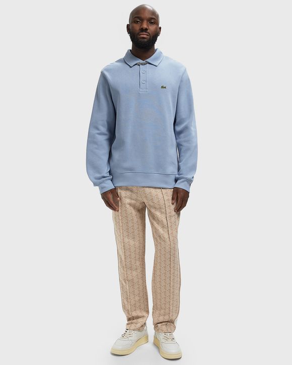 Ribbed Cotton Polo Collar Sweatshirt