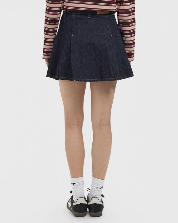 Short Pleated Denim Skirt
