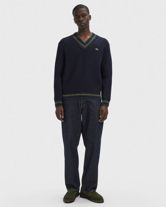 Striped Wool V Neck Sweater