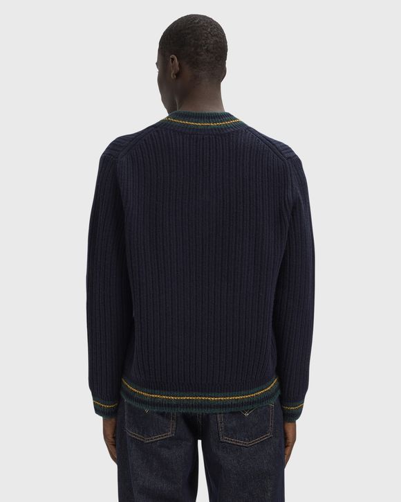 Striped Wool V Neck Sweater