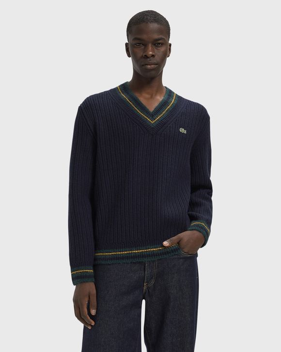 Striped Wool V Neck Sweater