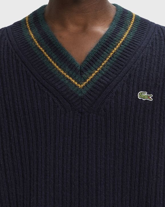 Striped Wool V Neck Sweater