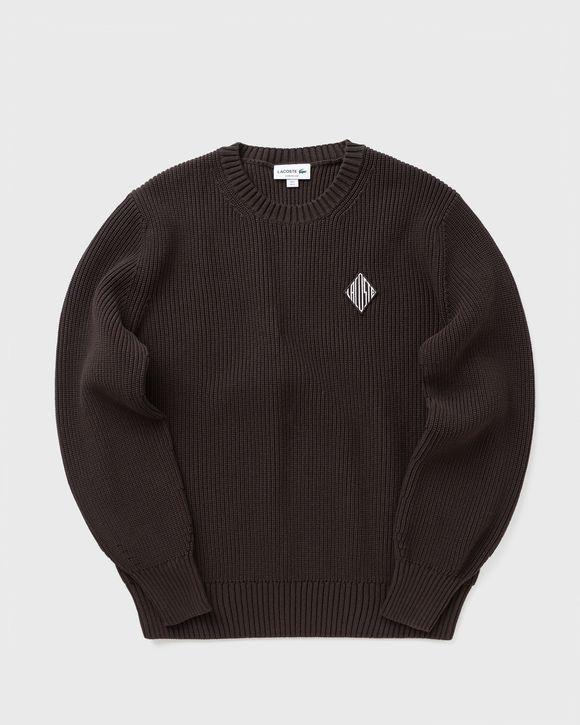 Pearl Rib Knit Badge Accent Sweater
