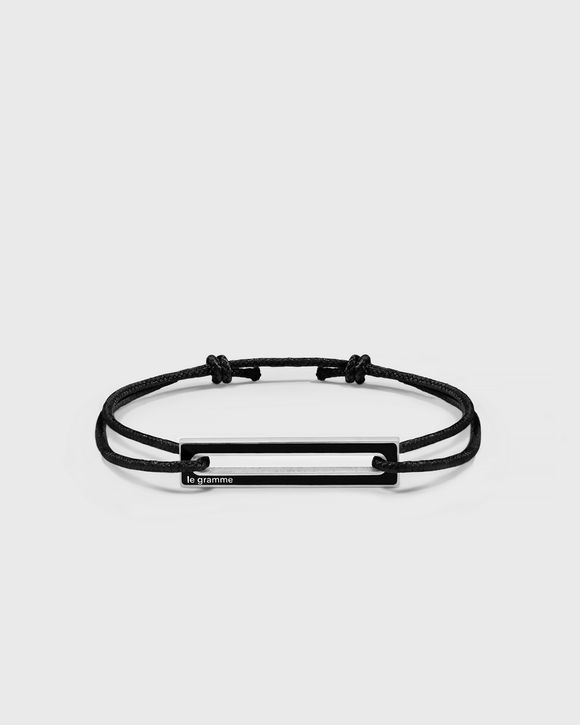 1.7g polished sterling silver black lacquered cord bracelet