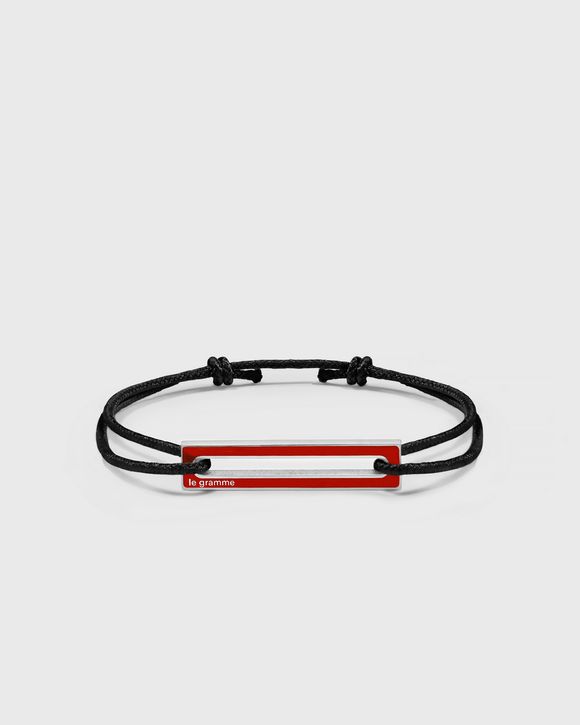 1.7g polished sterling silver red lacquered cord bracelet
