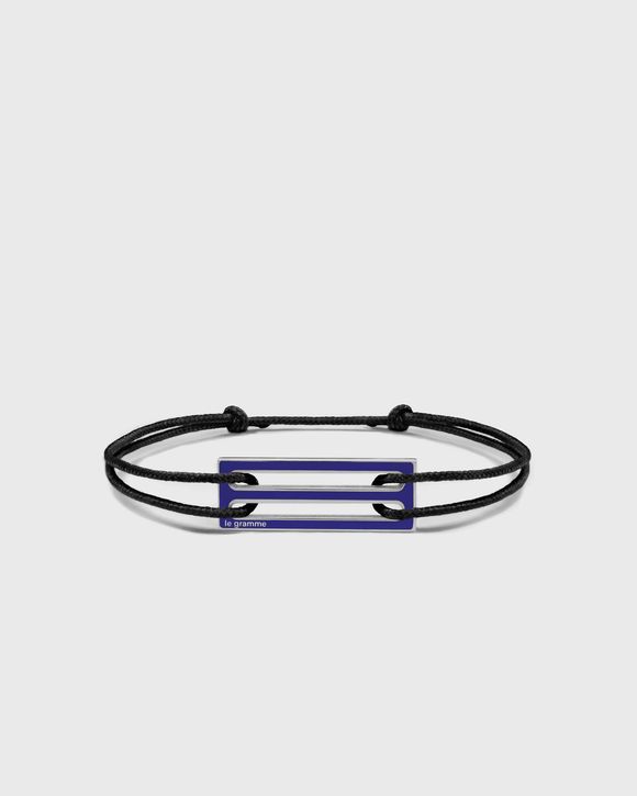 2.5g polished sterling silver royal blue lacquered cord bracelet