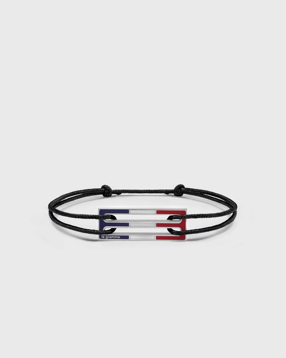 2.5g polished sterling silver tricolor lacquered cord bracelet