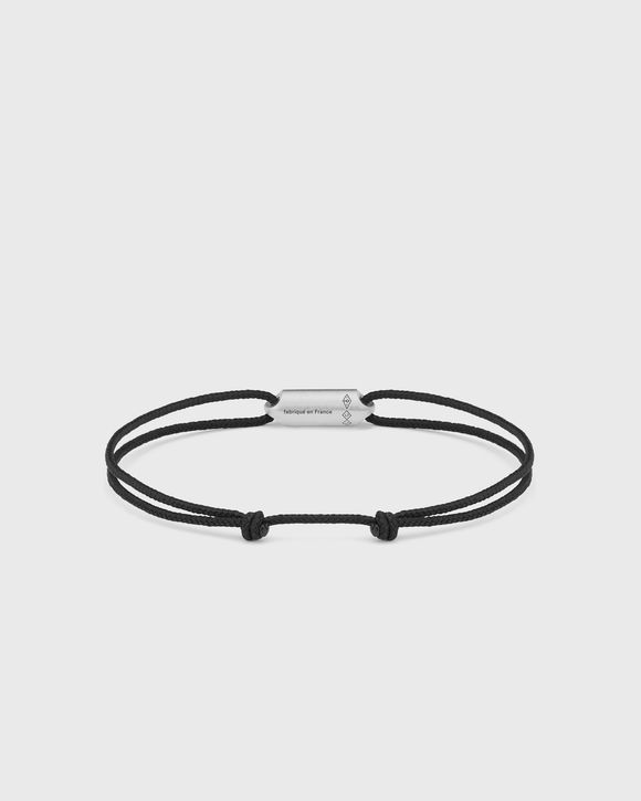3g brushed sterling silver black cord segment bracelet