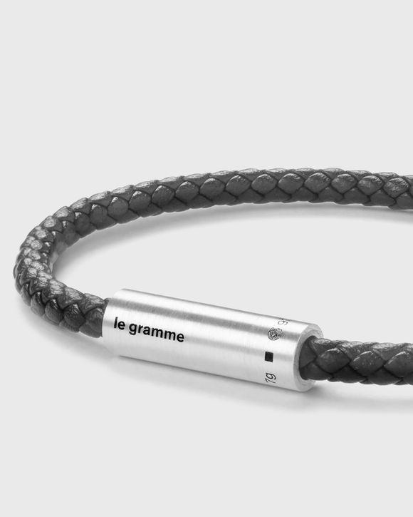 7G ANTHRACITE LEATHER CABLE BRACELET