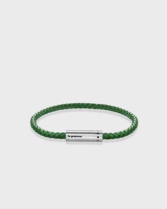 7G GREEN LEATHER CABLE BRACELET