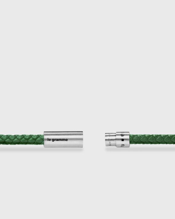 7G GREEN LEATHER CABLE BRACELET