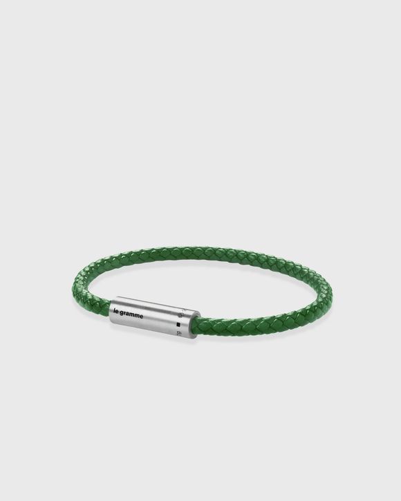 7G GREEN LEATHER CABLE BRACELET