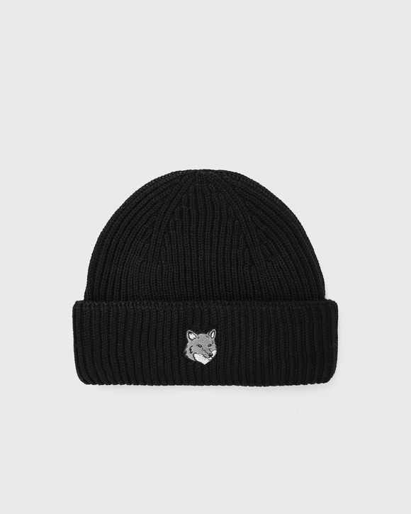 Maison Kitsune FOX HEAD LARGE BEANIE Black | BSTN Store