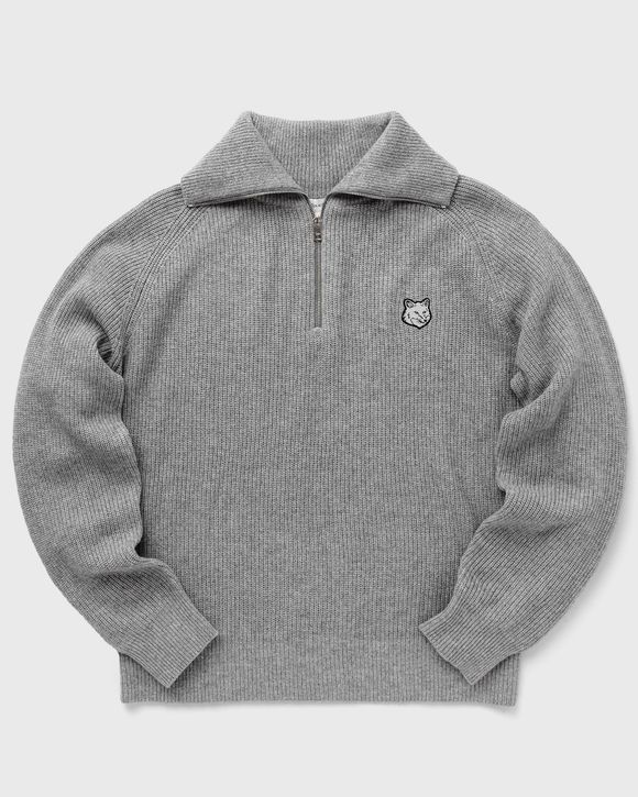 TONAL FOX HEAD PATCH HALF ZIP RIBBED JUMPER