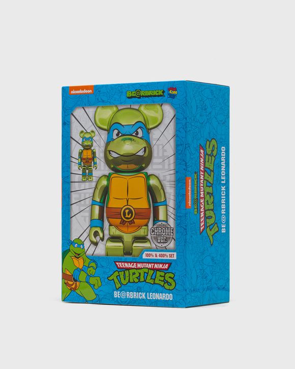 BEARBRICK 100% 400% TMNT LEONARDO CHROME