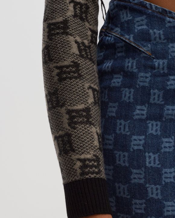 SILK WOOL KNITTED MONOGRAM CROPPED CARDIGAN