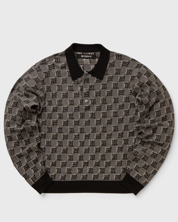 SILK WOOL KNITTED MONOGRAM POLO