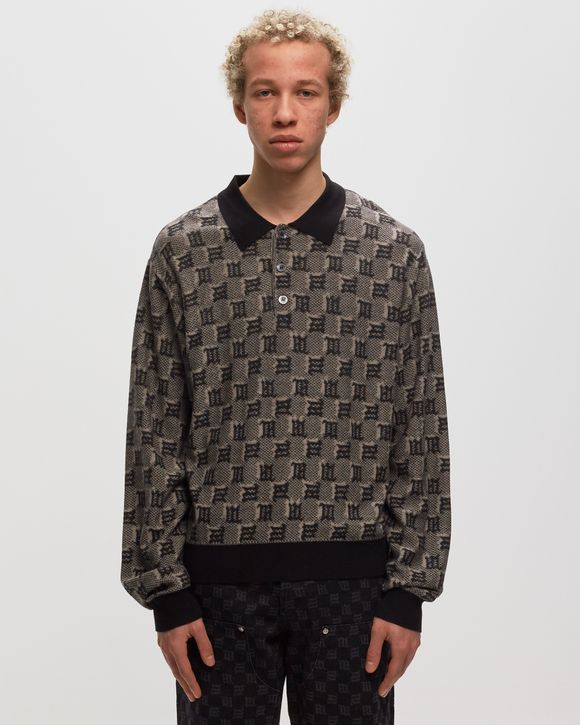 SILK WOOL KNITTED MONOGRAM POLO