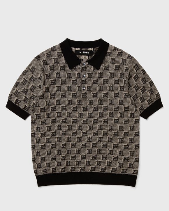 SILK WOOL KNITTED MONOGRAM POLO TEE