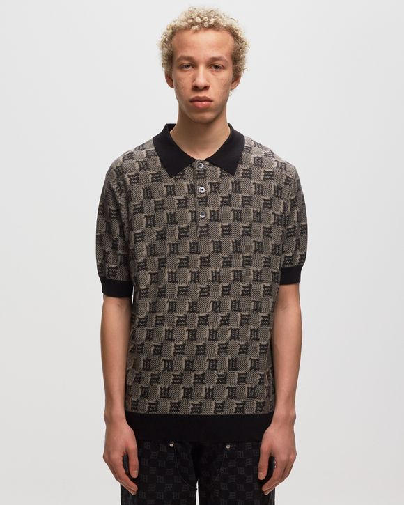SILK WOOL KNITTED MONOGRAM POLO TEE
