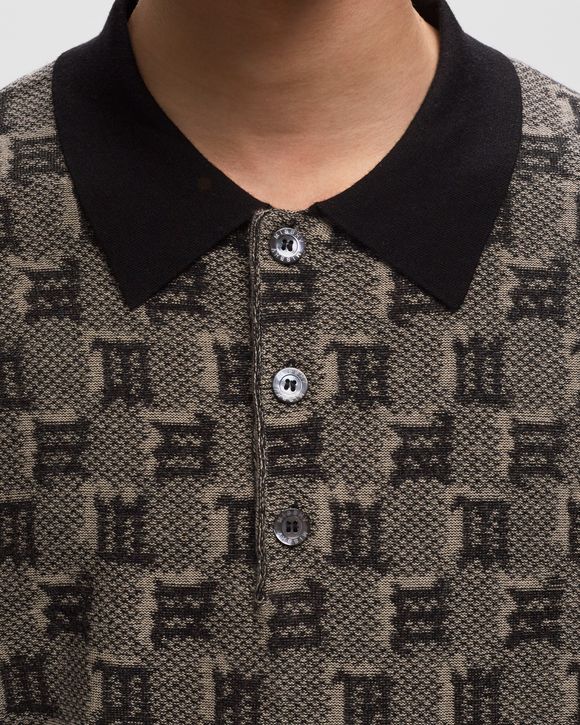 SILK WOOL KNITTED MONOGRAM POLO TEE