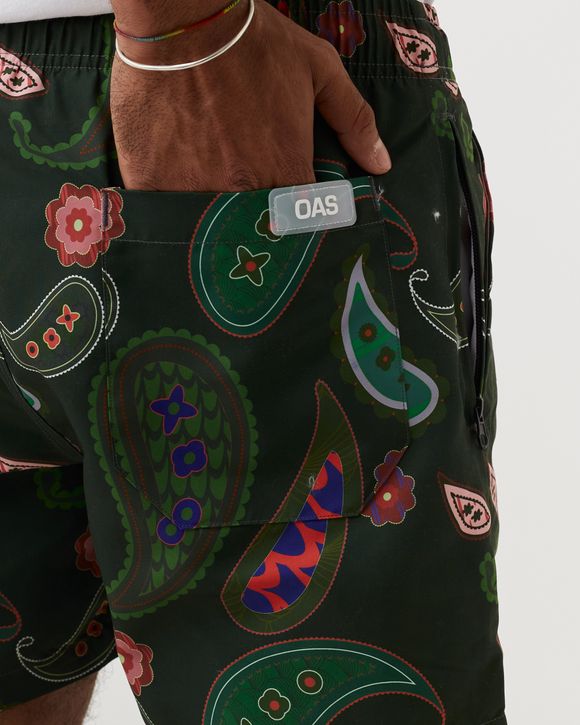 Green Paisley Swim Shorts