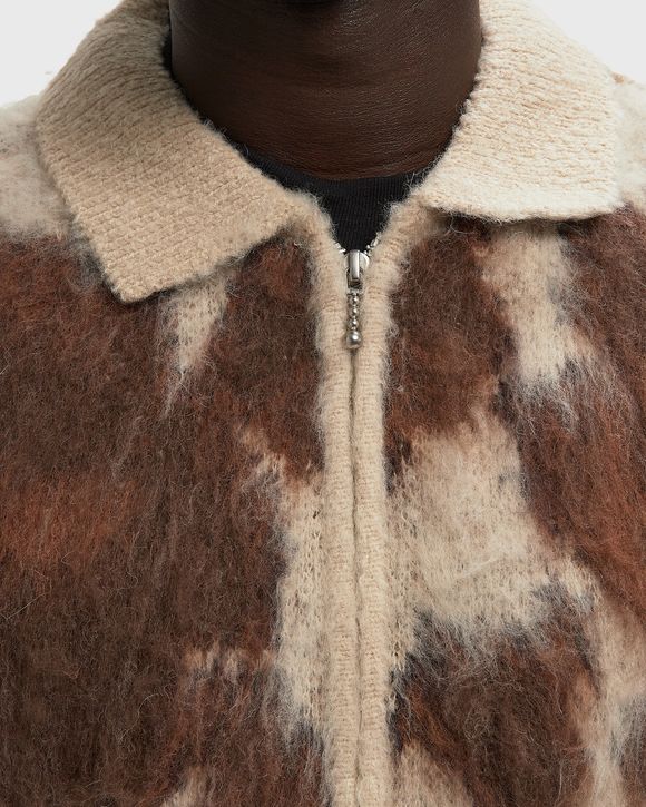 COW PATTERN ZIP SWEATER