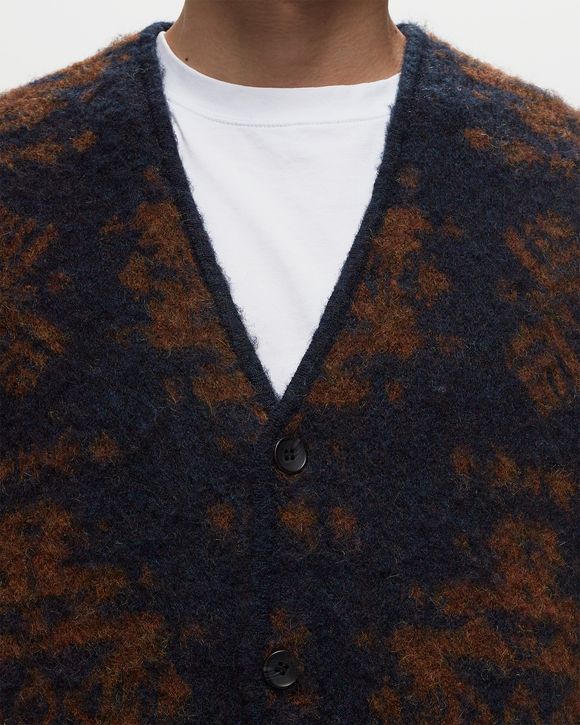 V NECK CARDIGAN NAVY CHAMOIS