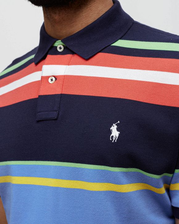 Custom Slim Fit Striped Mesh Polo Shirt