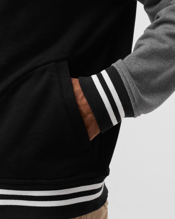 FLEECE HOODED BASEBALL JACKET