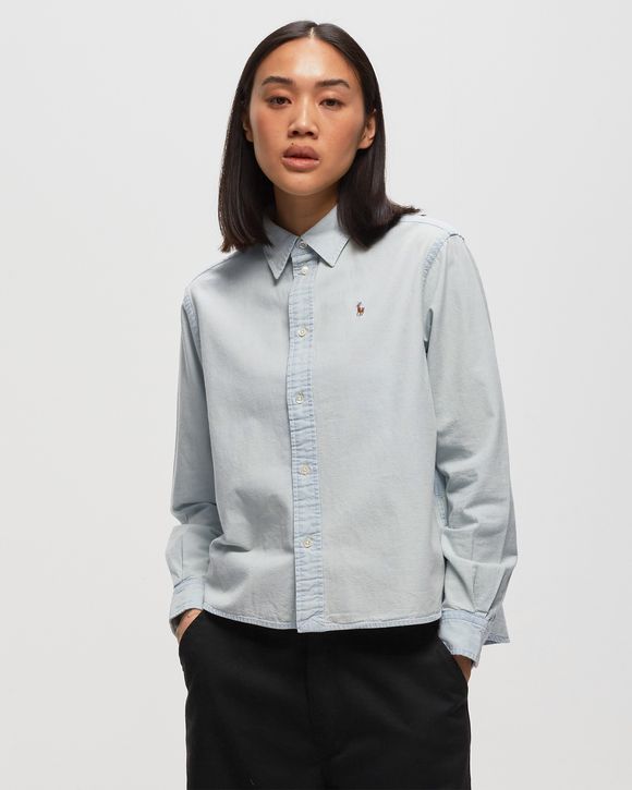 WMNS CROP LONG SLEEVE BUTTON FRONT SHIRT