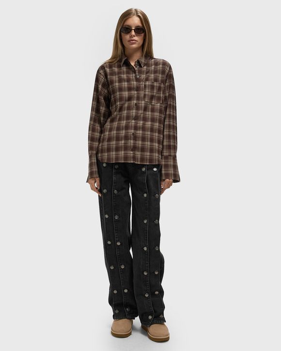 BUTTON DETAIL WIDE JEANS