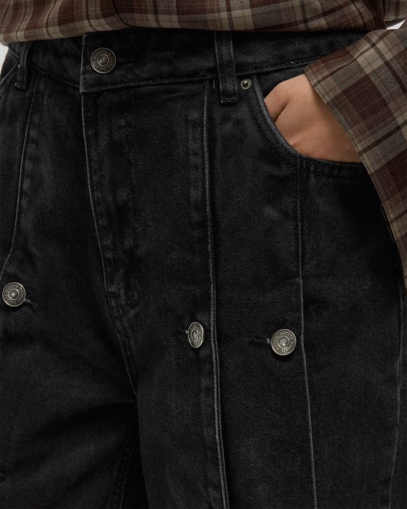 BUTTON DETAIL WIDE JEANS