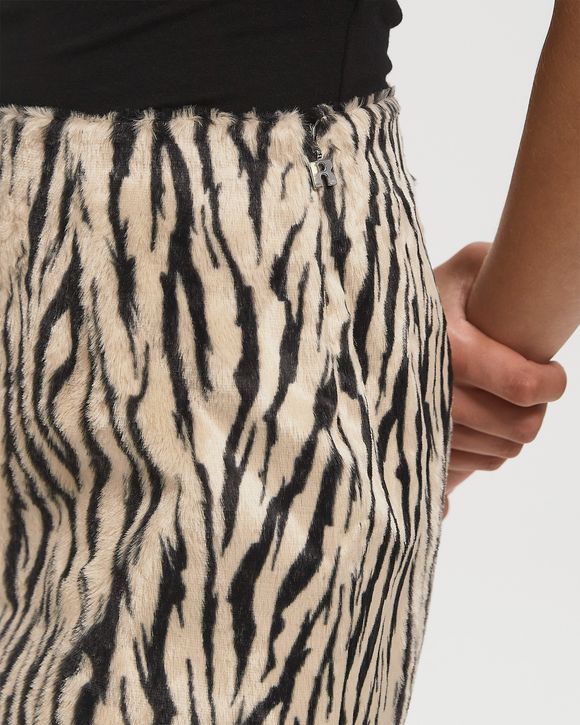 PRINTED FAUX FUR SKIRT