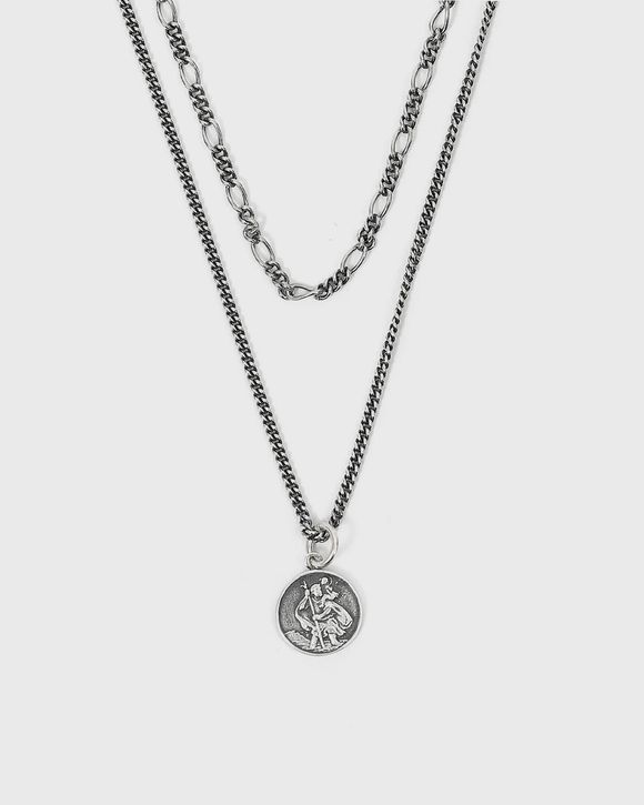 Silver Multi Chain St Christopher Necklace