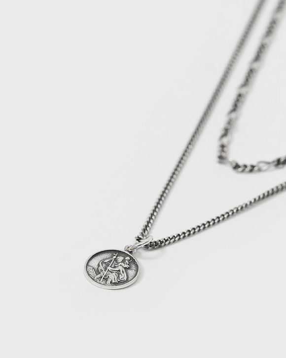 Silver Multi Chain St Christopher Necklace