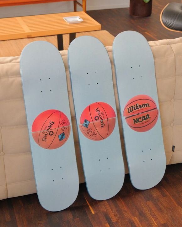 Three Ball 50/50 Tank (Two Spalding Dr. J Silver Series, Wilson Supershot) Skateboard